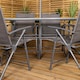 image 6 of Samuel Alexander Outdoor 6 Seater Glass Top Table and Chairs Patio Set with Parasol in Grey