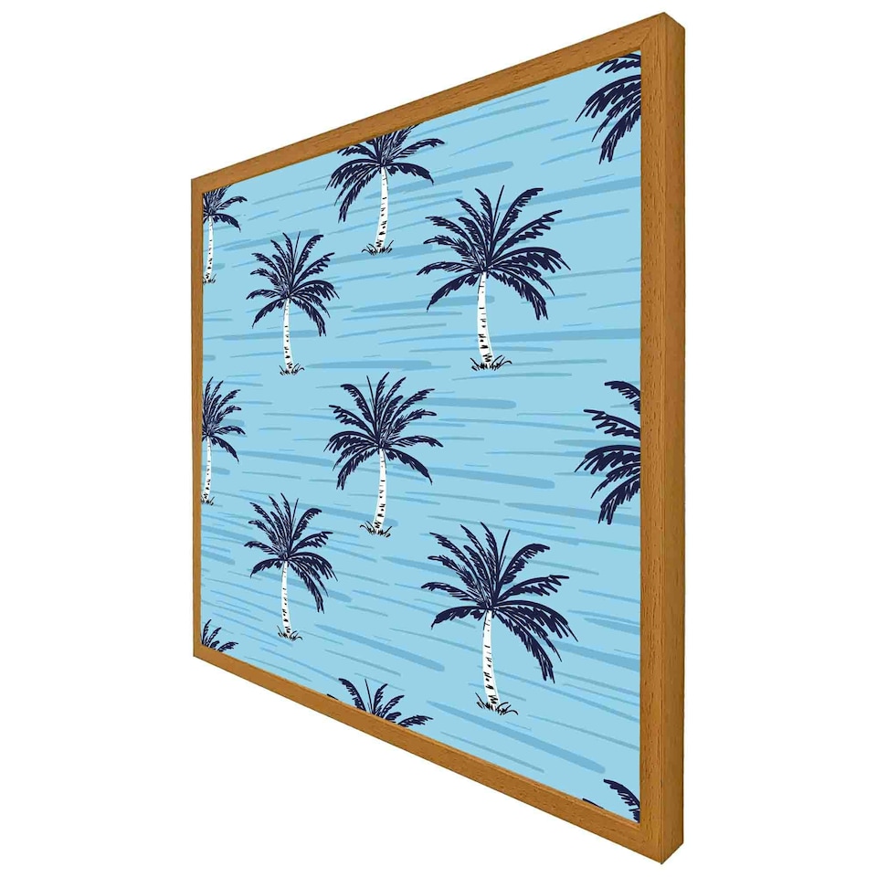 image 1 of Palm trees on blue (Picutre Frame) White | XL