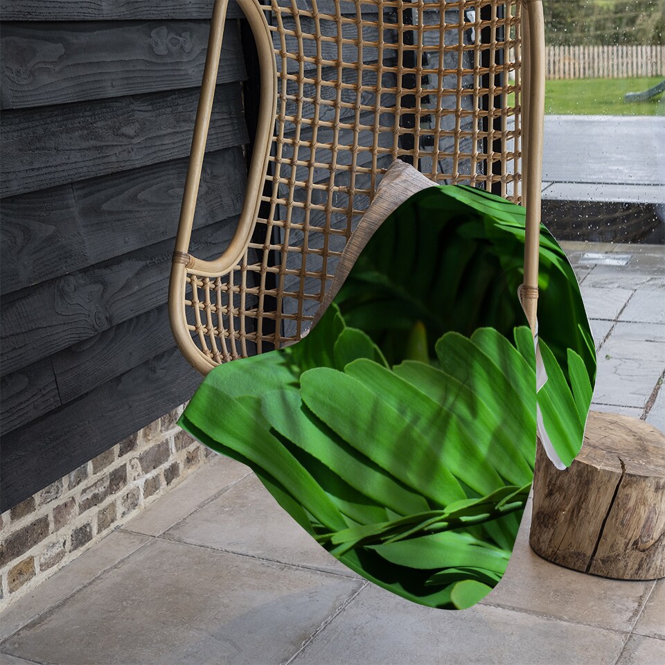 image 1 of Natural dark green leaves, long slender green leaves Designer Blanket | Multi