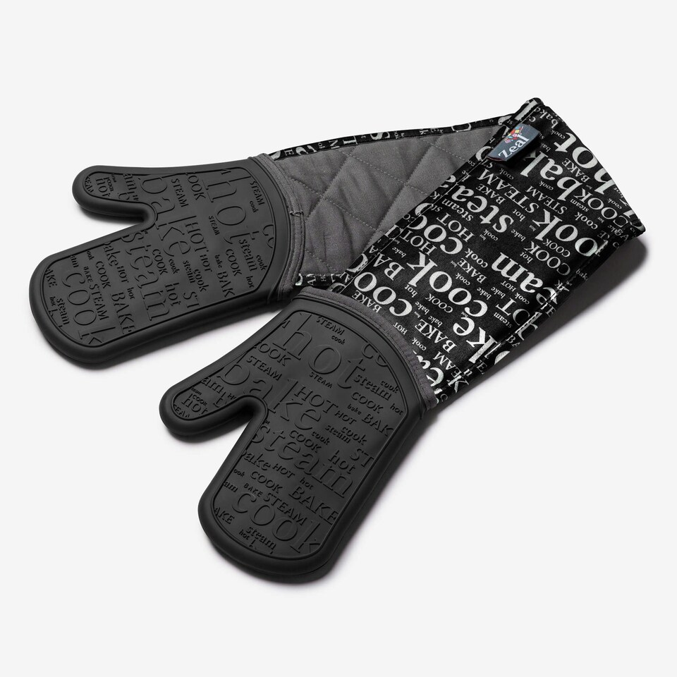 image 1 of Zeal Steam Stop™ Waterproof Silicone Double Oven Glove Black | Black