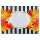 image 1 of Orange & Red Autumn Leaves On Black Stripes Glass Chopping Board | Multi