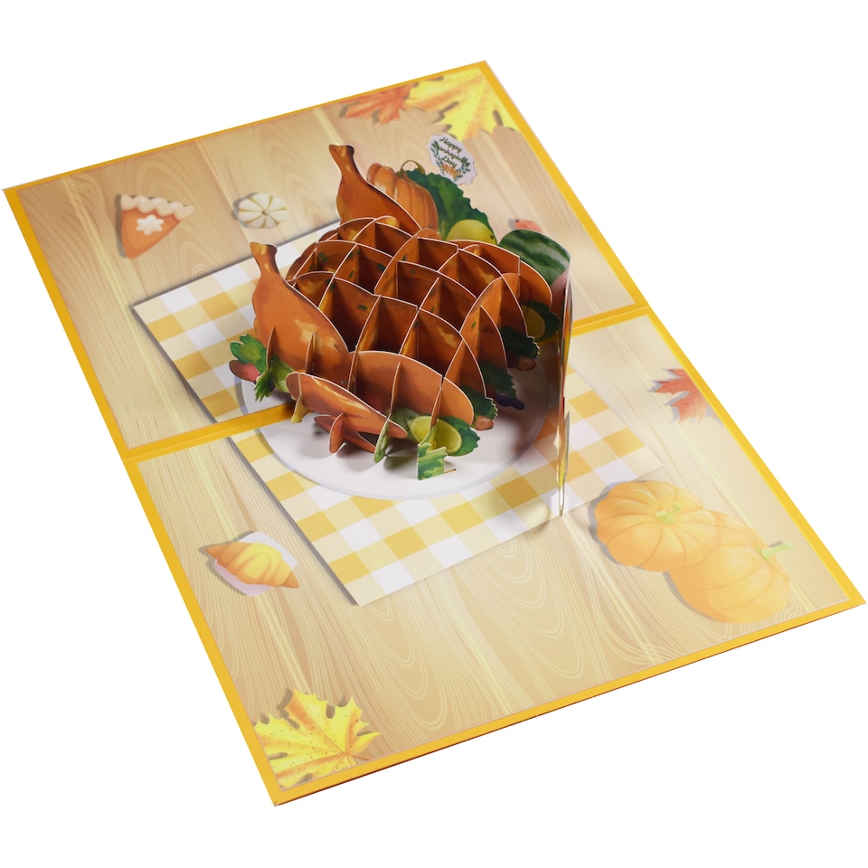 image 1 of Turkey on the Table Festive 3D Pop Up Thanksgiving Card