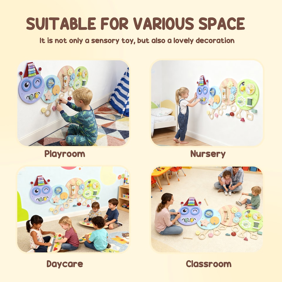 image 1 of AIYAPLAY Caterpillar Busy Board, Sensory Wall Toy for Toddlers 3+