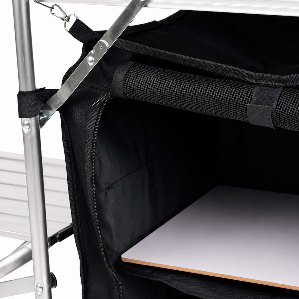 image 1 of Large Portable Folding Outdoor Aluminium Camping Travel Kitchen Work Top | Black