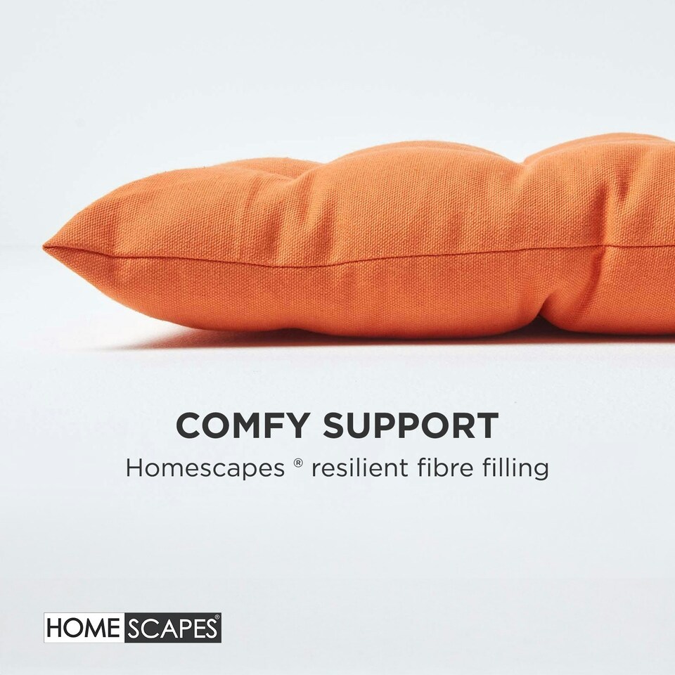 image 1 of Homescapes Garden Bench Cushion Luxury 3 Seater 100% Cotton Indoor Outdoor Seat Pad | Orange | 3 Seater | 1