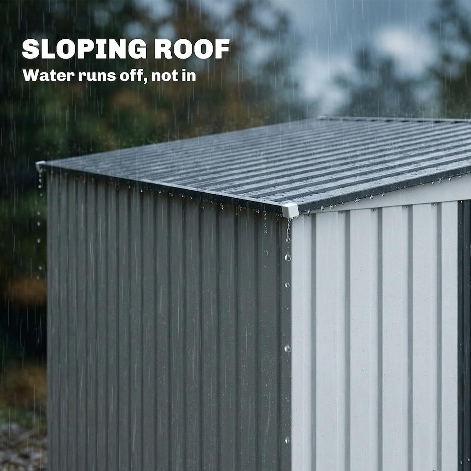 image 1 of Outsunny 7 x 5FT Garden Shed w/ Foundation Lean to Metal Tool Shed White | White