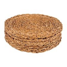Argon Tableware Round Woven Seagrass Placemats - 30cm - Pack of 6 Brown