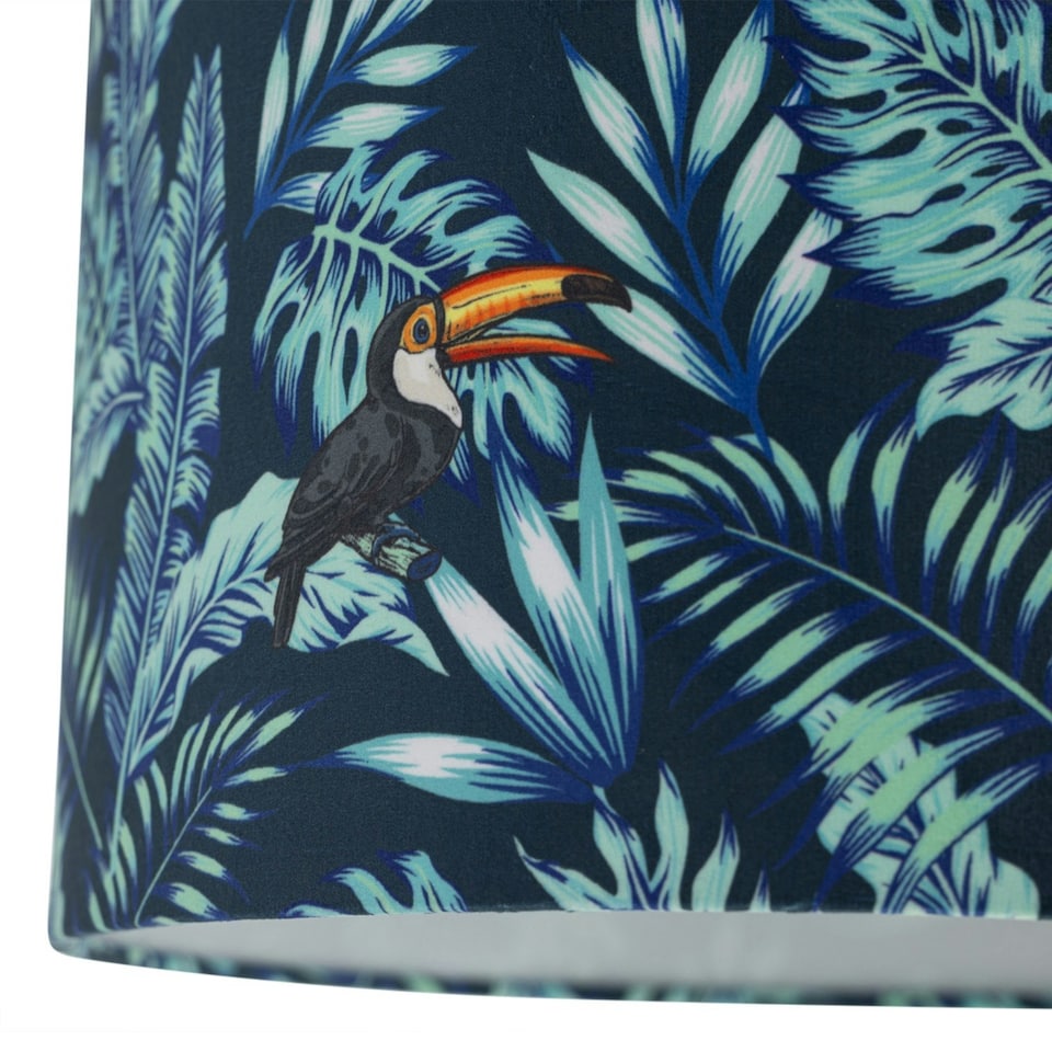 image 1 of First Choice Lighting Set of 2 Toucan Velvet Toucan Design 30cm Pendant or Table Lamp Shades Multi