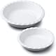 image 1 of Wm Bartleet & Sons Porcelain Round Pie Dish with Crinkle Crust Rim, Set of 2 White