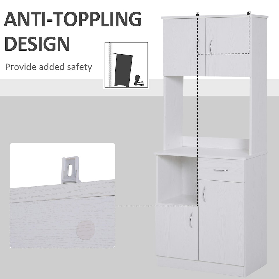 image 1 of HOMCOM Freestanding Kitchen Cabinet Storage Unit Pantry Cupboard, White
