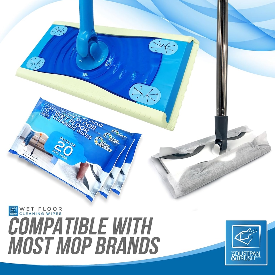 image 1 of Wet Floor Cleaning Wipes (Pack of 20) Wood & Tile Floor Streak-Free Wet Mop Cloths Compatible with Most Brands