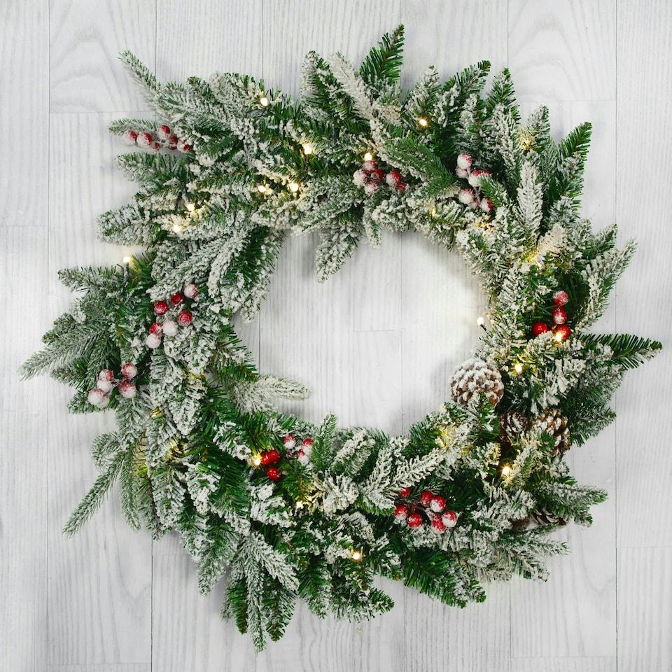 image 1 of Premium Collection 60cm Pre-Lit Wreath