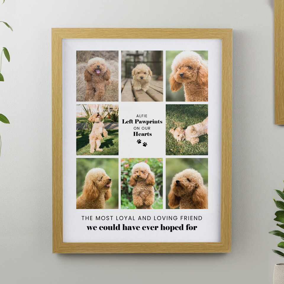 image 1 of Personalised Pet Multi Photo Upload Oak Framed Print Brown | One Size