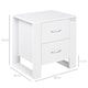 image 5 of HOMCOM Bedside Table with 2 Drawers, Nightstand with Handles and Elevated Base, Side Table for Bedroom, Living Room, White