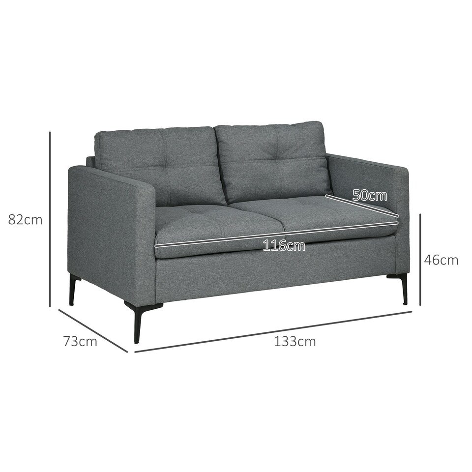image 1 of HOMCOM Modern Loveseat Sofa Upholstered 2 Seater Settee for Living Room Bedroom
