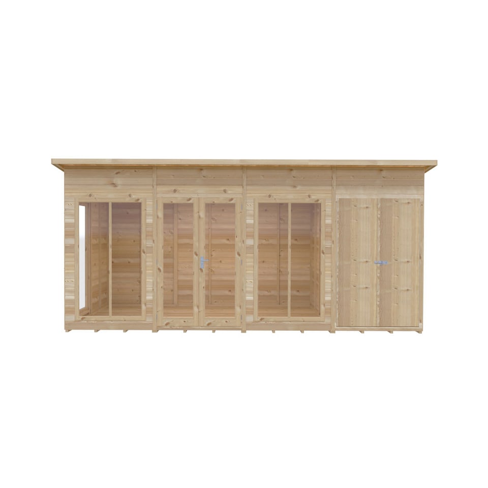 image 1 of Lela 16x8 Summerhouse including Storage - L244.8 x W476 x H227.5 cm | Brown | Honey Brown