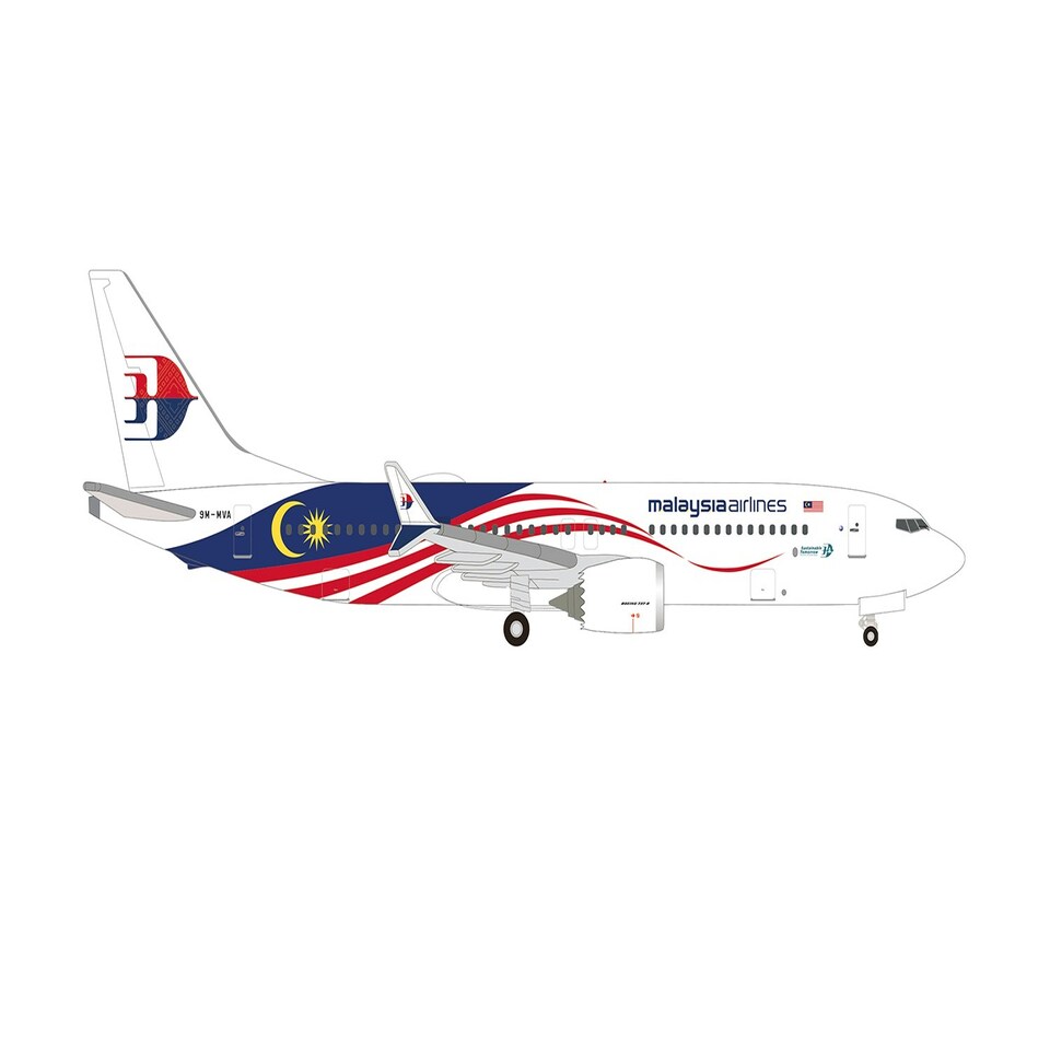 Herpa Wings Boeing 737 Max 8 Malaysia Airlines 9M-MVA (1:500)
