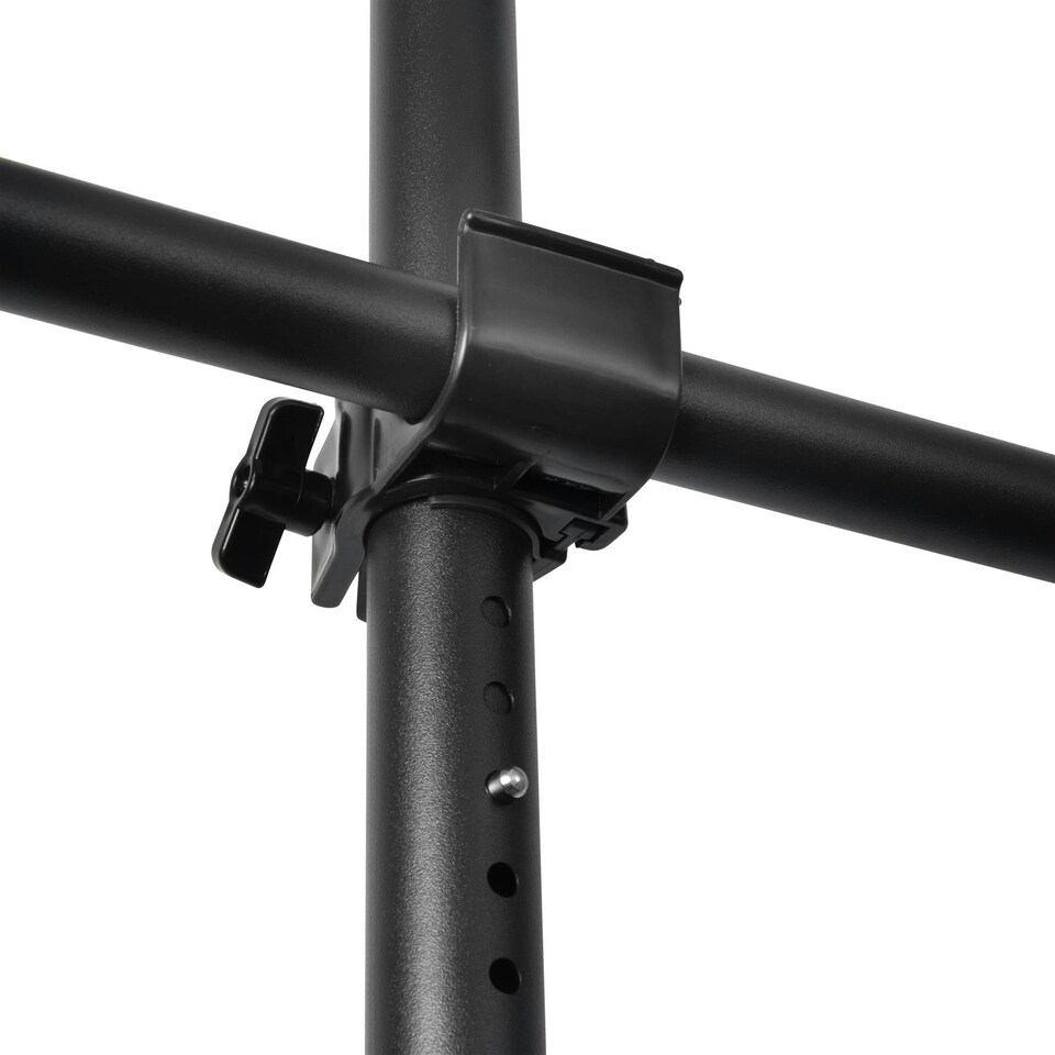 image 1 of Telescopic Double Rail Clothes Wardrobe Organise Hanging Rack Adjustable Storage Black Black | One Size