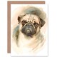 image 1 of Pug Watercolour Pet Portrait Dog Lover Art Card