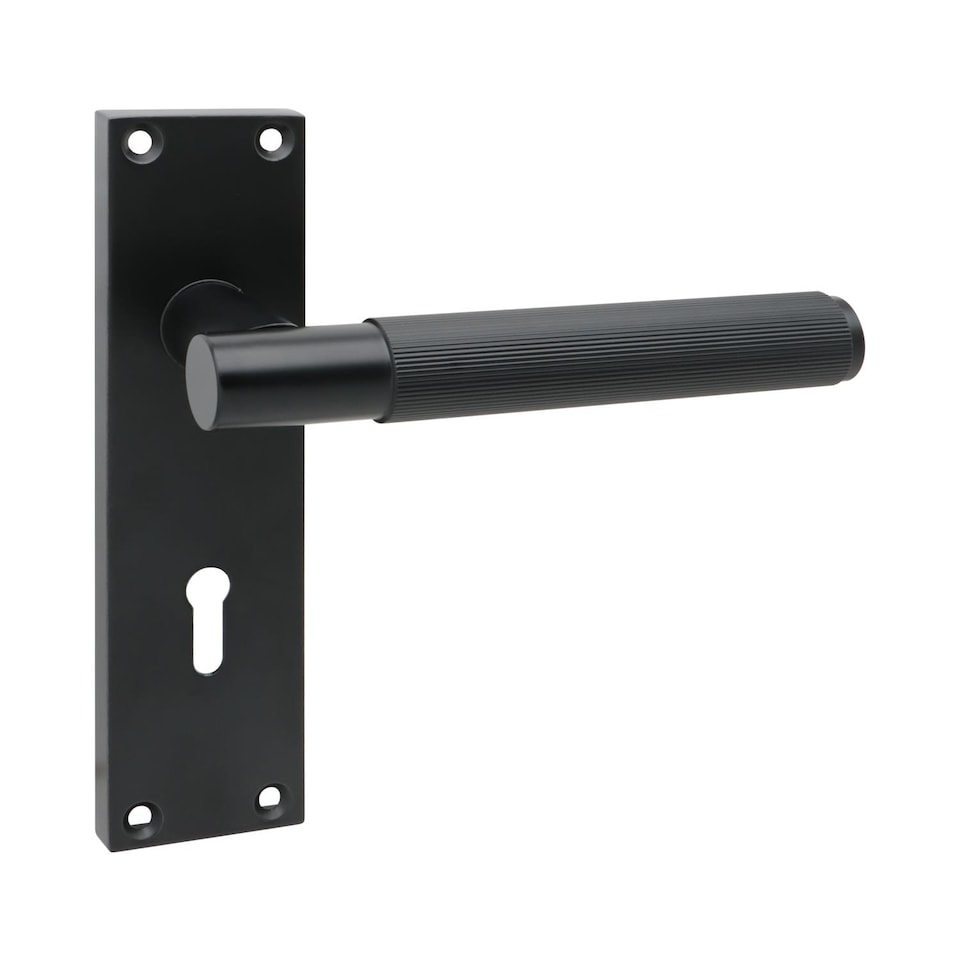 image 1 of Golden Grace Victorian T-Bar Linear Design Lock Door Handle Set Matt Black Finish with 3 Lever Lock - 150mm