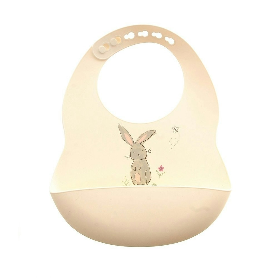 image 1 of Ziggle Silcone Catch It Bib Bunnies Cream | Cream | One Size | 1