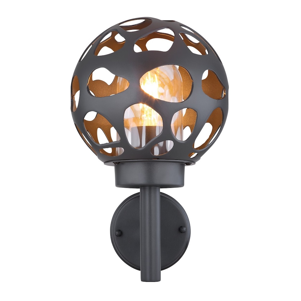 image 1 of Hilario Outdoor Globe Wall Lamp Anthracite IP44 1x E27