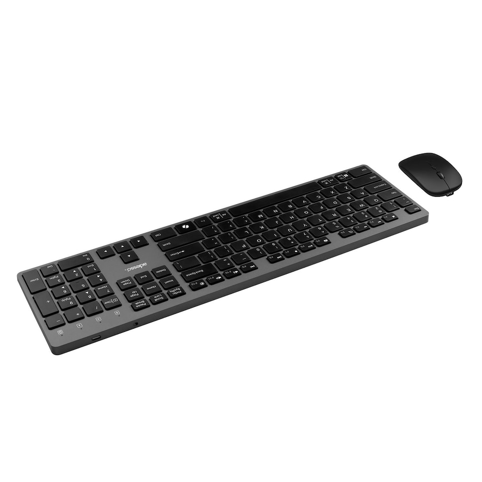 image 1 of Adesso Multi OS Wireless Scissor Switch Keyboard and Mouse With a Co-Pilot AI Hotkey and Quiet Switches