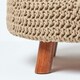 image 4 of Homescapes Linen Large Round Cotton Knitted Footstool on Legs