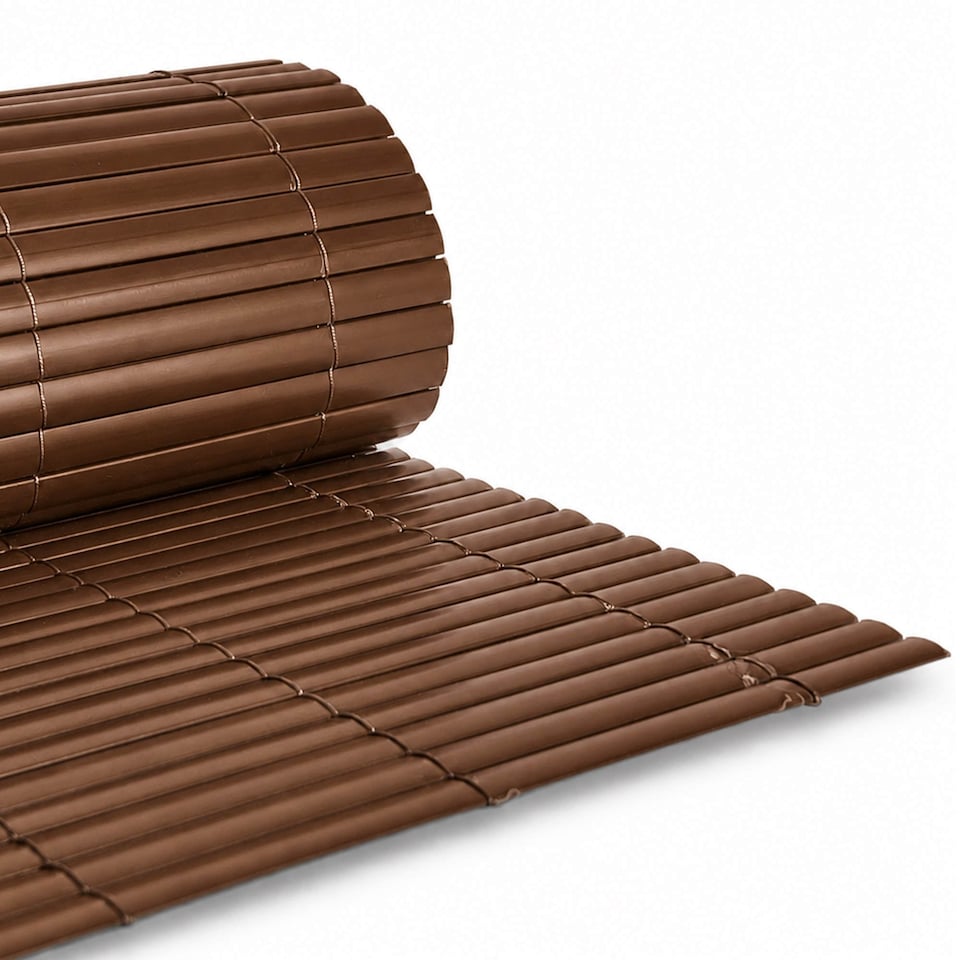 image 1 of 1m x 4m Brown PVC Outdoor Garden Fencing Privacy Screen Roll | Brown | 1