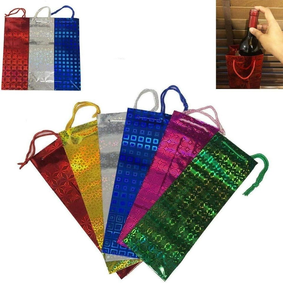 image 1 of 100 pcs Assorted Holographic Wine Gift Bags Multi