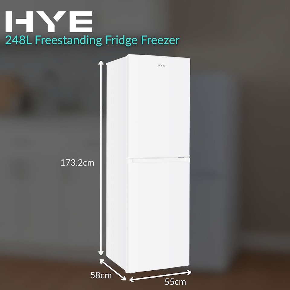 image 1 of HYE 50-50 Freestanding Fridge Freezer, 248 Litre, 55cm, White - RF01FF248W01