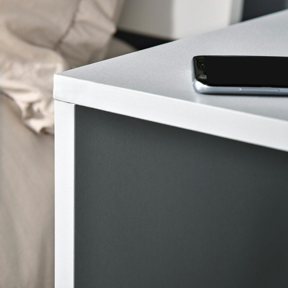 image 1 of Modern Side Table Three Layer Bedside Table Nightstand w/ 2 Storage Shelves Grey