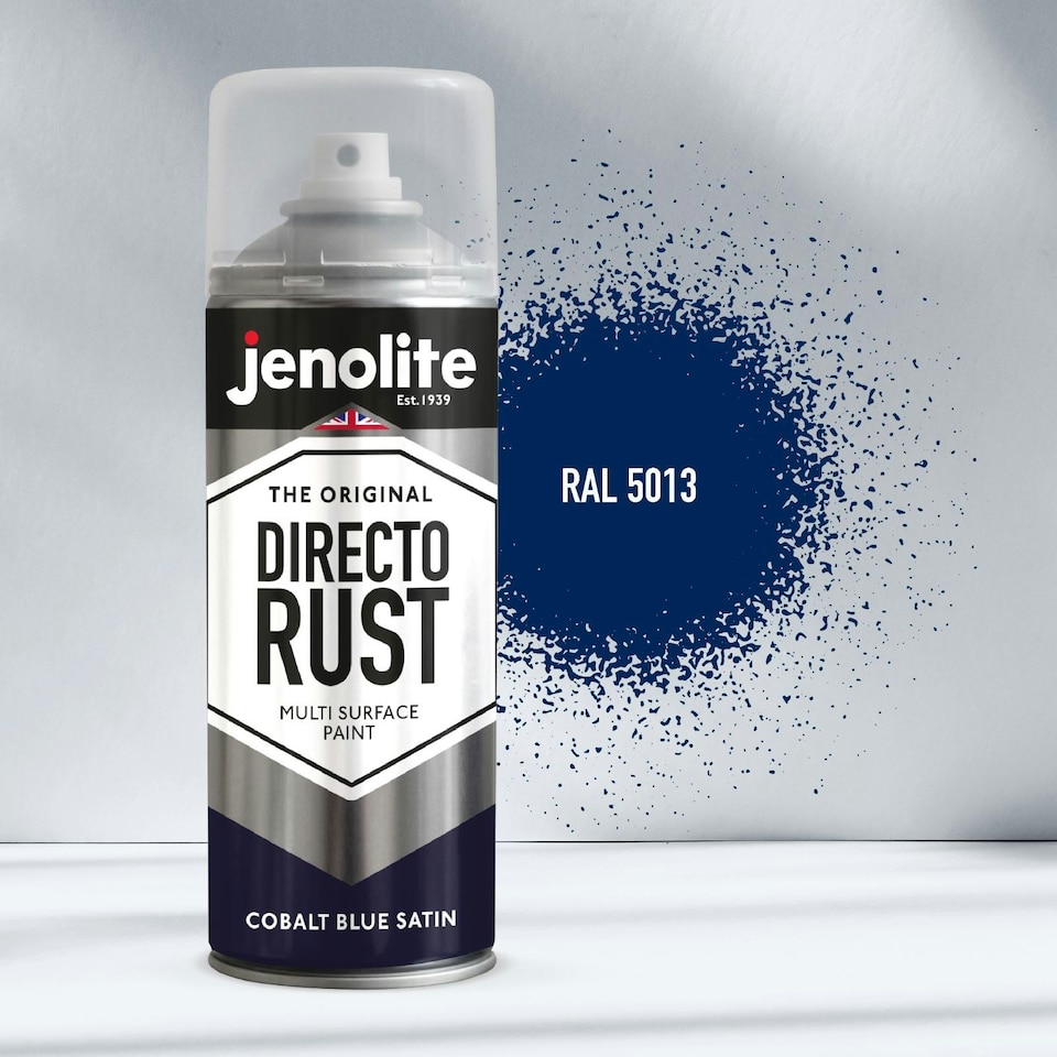 image 1 of Jenolite Directorust All-in-One Multi-Surface Paint - Cobalt Blue Satin - 400ml Spray Can