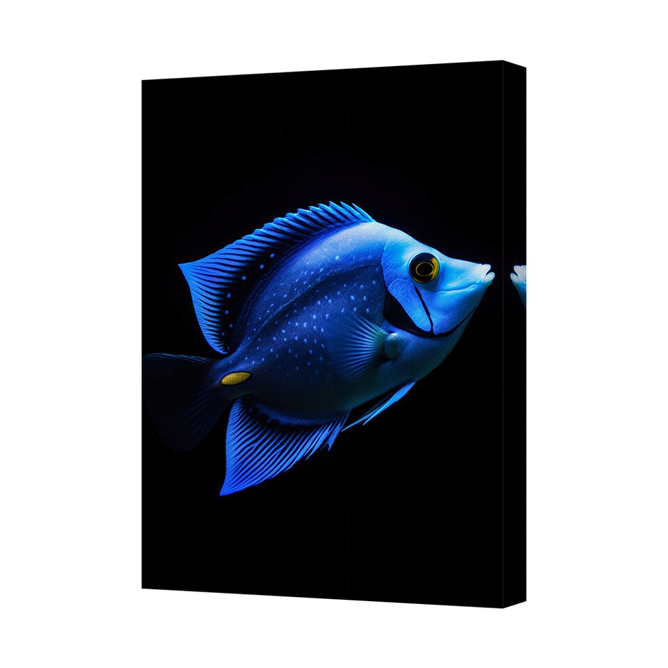 Blue Tropical Fish Canvas Wall Art Ocean Life Decor Gallery - Tesco ...