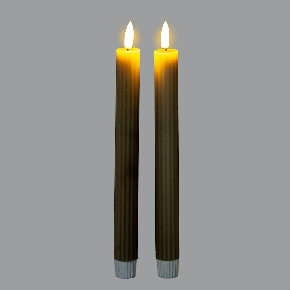 image 1 of Luxe Collection Natural Glow Ribbed Taper Candles - Wax - L2 x W2 x H24 cm - Sage