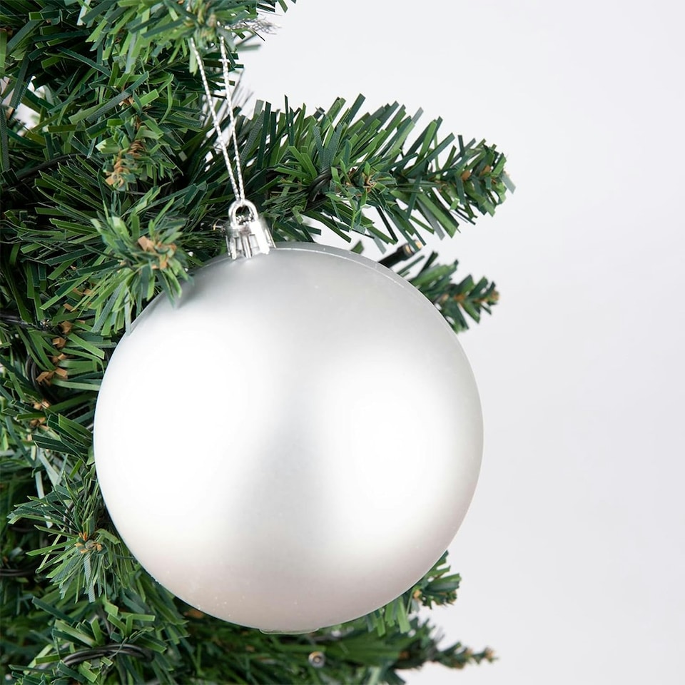 image 1 of Mid Grey Shatterproof Christmas Baubles 10cm - Pack of 3
