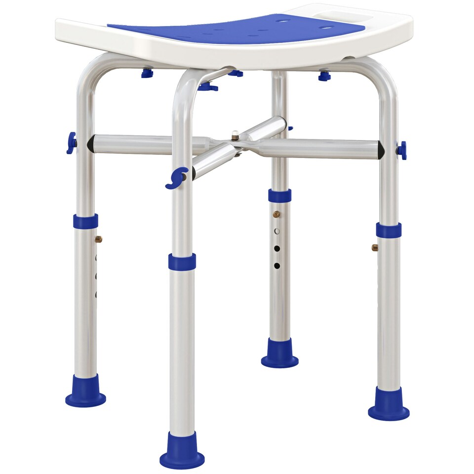 image 1 of HOMCOM Adjustable Shower Stool with Foot Pads for Elderly Disabled Purple