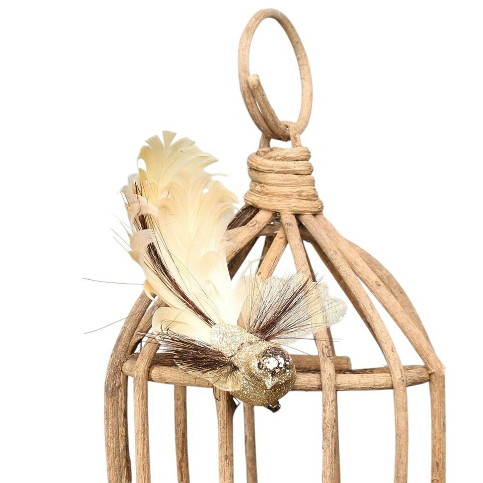 image 1 of Decorative Gold Fantasy Bird With Clip - 15cm