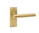 image 4 of Golden Grace 6 Pairs Victorian T-Bar Linear Design Internal Door Handle on Backplate Satin Brass with 2.5" Latch & Hinges - 120mm x 40mm