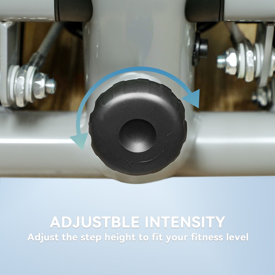 image 1 of SPORTNOW Mini Stepper, Compact Step Machine Exerciser for Home Workouts, with Resistance Bands, LCD Monitor, Non-Slip Pedals, Grey