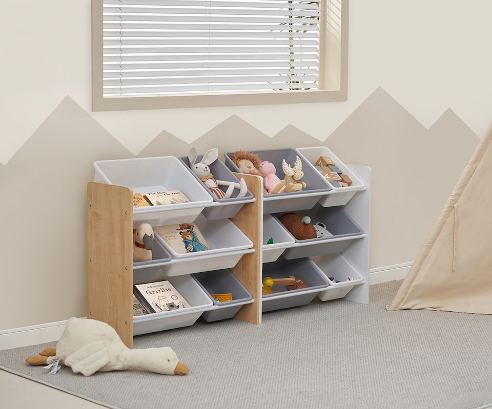 image 1 of Kids Storage Shelf Children's Toy Storage Organiser with 6x Removable Toy Boxes