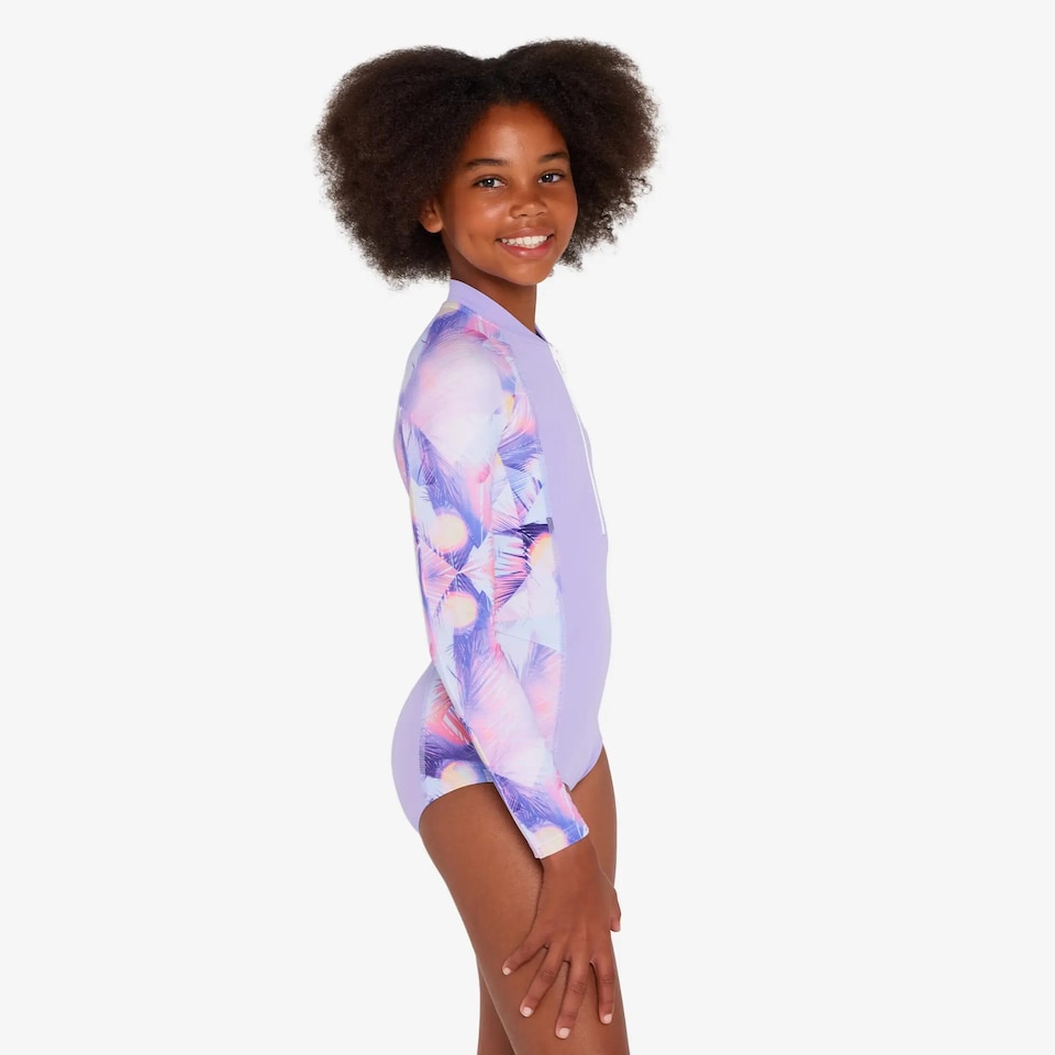 image 1 of Decathlon 500 Girls’ Surfing Front Zip Long Sleeve One-Piece Swimsuit