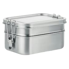 MidOcean Double Chan Stainless Steel Lunch Box - Matt Silver - One Size