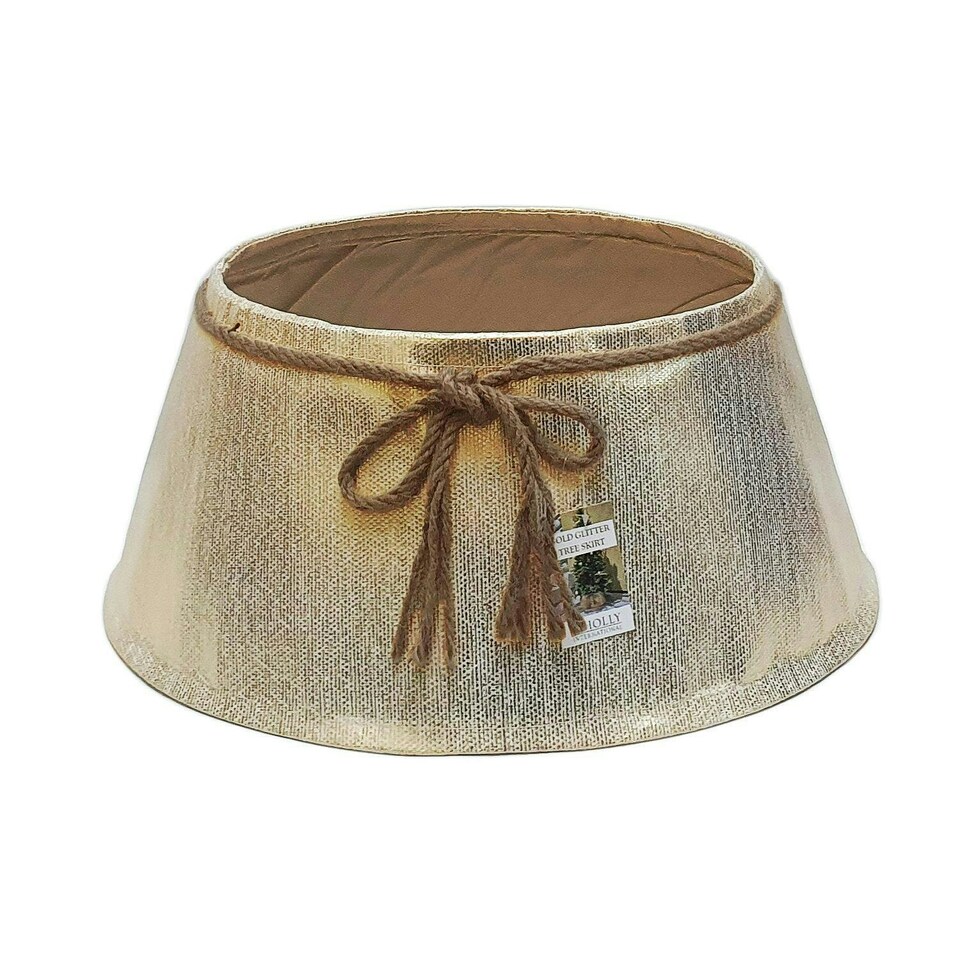 image 1 of Holly International Gold Shimmer Christmas Tree Skirt Collar