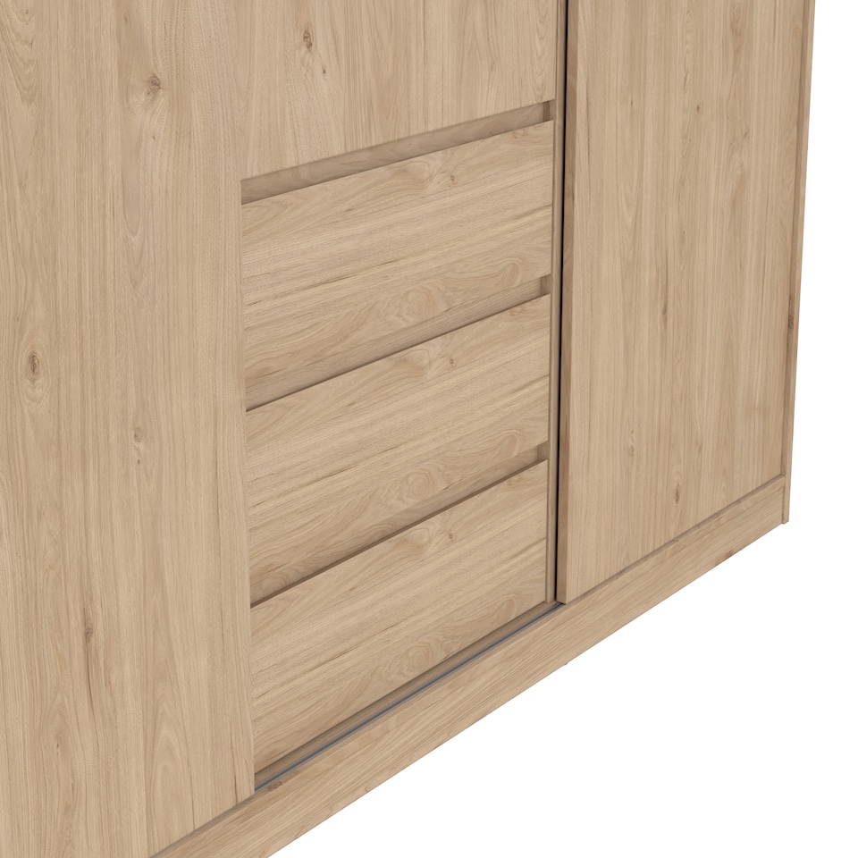 image 1 of Naia Wardrobe with 2 Sliding Doors 1 Door 3 Drawers in Jackson Hickory Oak