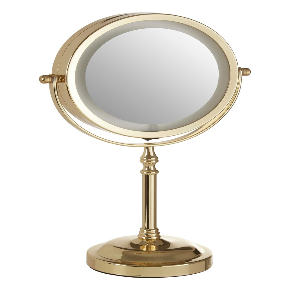 image 1 of Cassini Gold Colour Iron Led Table Mirror Gold