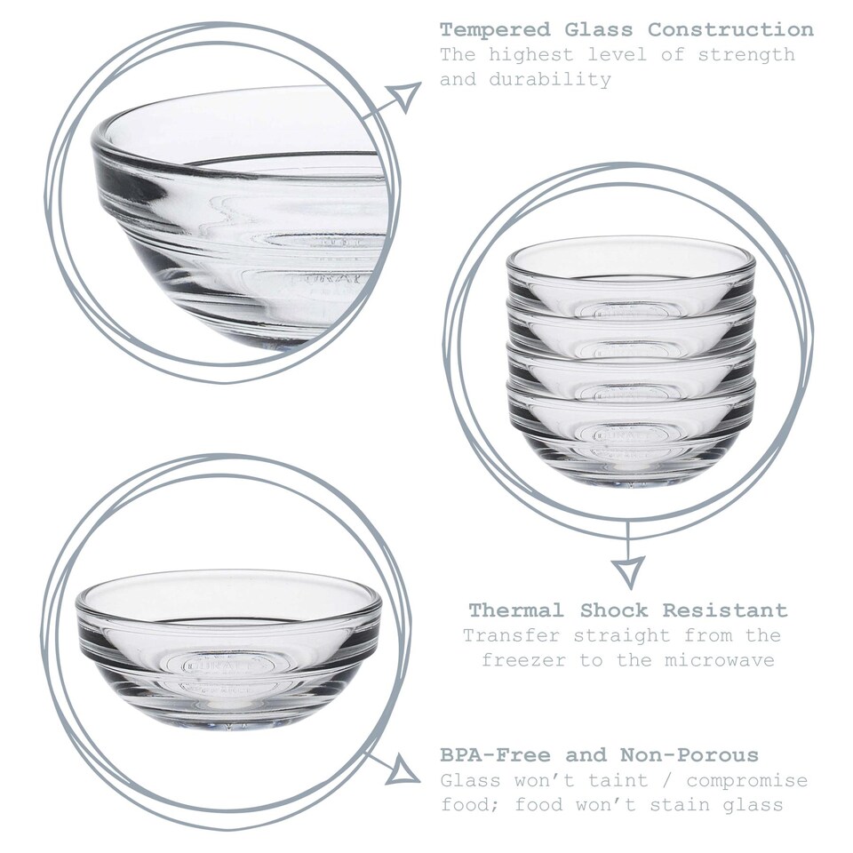 image 1 of Duralex Lys Stacking Glass Cooking / Ingredients / Food Bowl - 7.5cm | Clear | Clear