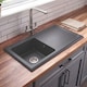 image 8 of Balterley 101cm Inset Counter Top Single Bowl Fireclay Ceramic Kitchen Sink with Plain Drainer | Grey | Soft Black | 1