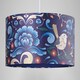 image 5 of Vivid Floral Midnight Blue Satin Fabric 12" Drum Lamp Shade with Bird Decoration
