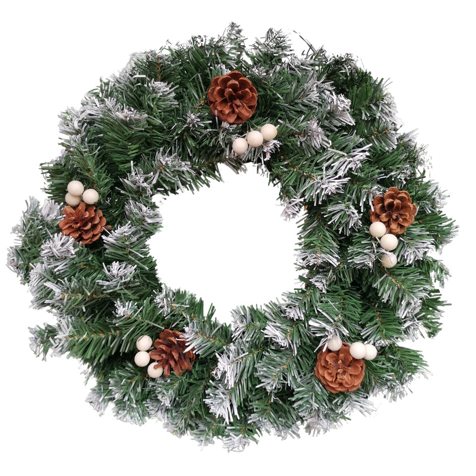 image 1 of 40cm Snow Tips Christmas Door Wreath for Indoor / Outdoor